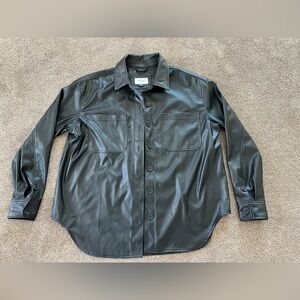 American Eagle Black Faux Leather shirt jacket